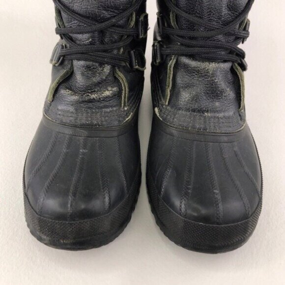 Sorel Caribou Black Leather Waterproof Winter Boots 6 - Picture 12 of 13